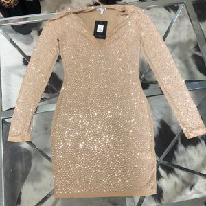 FashionNova Nude sparkle dress